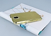 Shengo Samsung N9000 Galaxy Note 3 Tal Metal Kenarl Gold Deri Klf - Resim 1