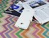 Sony Xperia E4g Czdanl Yan Kapakl Beyaz Deri Klf - Resim 2