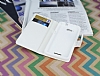 Sony Xperia E4g Czdanl Yan Kapakl Beyaz Deri Klf - Resim 3