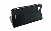Sony Xperia L Standl Czdanl Siyah Deri Klf - Resim 3
