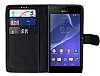 Sony Xperia M2 Czdanl Yan Kapakl Siyah Deri Klf - Resim: 1