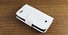 Sony Xperia Miro Standl Czdanl Beyaz Deri Klf - Resim 3