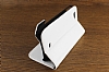 Sony Xperia Miro Standl Czdanl Beyaz Deri Klf - Resim 2