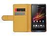 Sony Xperia SP Czdanl Yan Kapakl Mavi Deri Klf - Resim 1