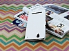 Sony Xperia T2 Ultra Czdanl Yan Kapakl Beyaz Deri Klf - Resim 3