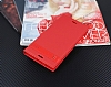 Sony Xperia XZ Premium Gizli Mknatsl Yan Kapakl Krmz Deri Klf - Resim: 2