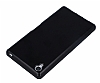 Sony Xperia Z1 Deri Grnml Siyah Silikon Klf - Resim: 3