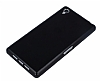 Sony Xperia Z1 Deri Grnml Siyah Silikon Klf - Resim: 2