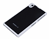 Sony Xperia Z1 Beyaz Kenarl Sert Mat Siyah Rubber Klf - Resim: 2