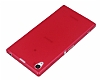 Sony Xperia Z1 Ultra nce effaf Krmz Rubber Klf - Resim: 2