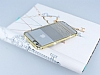 iPhone 6 / 6S Tal Metal Kenarl izgili Kristal Gold Klf - Resim: 2