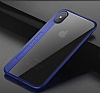 Totu Design Crystal iPhone X / XS Silikon Kenarl Lacivert Rubber Klf - Resim 1