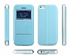 Totu Design iPhone SE / 5 / 5S izgili Standl Pencereli Mavi Deri Klf - Resim: 4