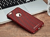 Totu Design Karbon iPhone 6 / 6S Krmz Silikon Klf - Resim 1