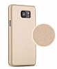 Totu Design Samsung Galaxy Note 5 nce Yan Kapakl Gold Deri Klf - Resim 1