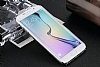 Totu Design Simple Samsung Galaxy S6 Edge Metalik Silver Kenarl Kristal Klf - Resim 2