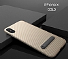 Totu Design Slim Series iPhone X / XS Standl Karbon Gold Silikon Klf - Resim: 1