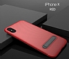 Totu Design Slim Series iPhone X / XS Standl Karbon Krmz Silikon Klf - Resim 2