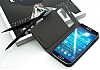 TotuDesign Samsung i9500 Galaxy S4 Pencereli 360 Derece Dner Standl Beyaz Deri Klf - Resim 3