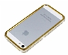Uniico iPhone SE / 5 / 5S Tal Bumper ereve Gold Klf - Resim 1
