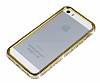 Uniico iPhone SE / 5 / 5S Tal Bumper ereve Gold Klf - Resim 2
