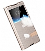 Usams Muge Series Sony Xperia Z5 Pencereli Standl Gold Deri Klf - Resim: 2