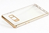 Usams Samsung Galaxy Note FE Gold Kenarl effaf Rubber Klf - Resim 1