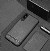Usams Sinja Series iPhone X / XS Deri Grnml Siyah Silikon Klf - Resim 4