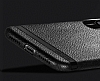 Usams Sinja Series iPhone X / XS Deri Grnml Siyah Silikon Klf - Resim 2