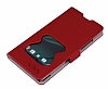 ViVa Sony Xperia Z Pencereli Standl Krmz Deri Klf - Resim: 3