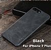 X-Level Vintage iPhone 7 Plus / 8 Plus Siyah Gerek Deri Rubber Klf - Resim: 7