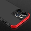 Zore GKK Ays iPhone 13 Pro 360 Derece Koruma Siyah-Krmz Rubber Klf - Resim 2