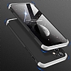 Zore GKK Ays iPhone 12 6.1 in 360 Derece Koruma Siyah Silver Rubber Klf - Resim 1