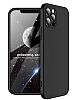 Zore GKK Ays iPhone 12 Pro 6.1 in 360 Derece Koruma Siyah Rubber Klf