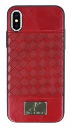 G-Case Gentleman Series iPhone X / XS Deri Kırmızı Rubber Kılıf - 1