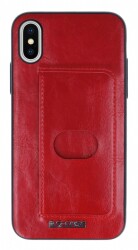 G-Case Majesty Series iPhone X / XS Deri Kırmızı Rubber Kılıf - 1