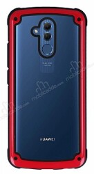 Huawei Mate 20 Lite Jelly Bumper Şeffaf Ultra Koruma Kırmızı Kılıf - Eiroo