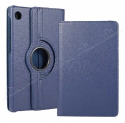 Huawei MatePad T10 / T10S 360 Derece Döner Standlı Lacivert Deri Kılıf - Eiroo