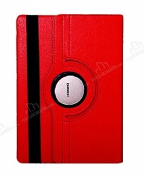 Huawei MatePad T8 360 Derece Döner Standlı Kırmızı Deri Kılıf - Eiroo
