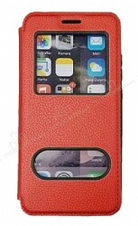 Huawei P smart 2021 Çift Pencereli Kapaklı Kırmızı Kılıf - Eiroo