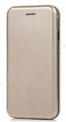 Huawei P40 Lite E Curve Manyetik Kapaklı Gold Deri Kılıf - Eiroo