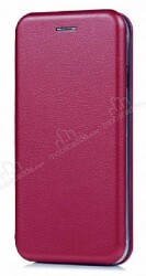 Huawei P40 Lite E Curve Manyetik Kapaklı Mürdüm Deri Kılıf - Eiroo