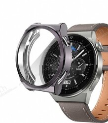 Huawei Watch GT 3 Pro 43mm Ekran Koruyucu Gri Silikon Kılıf - Eiroo