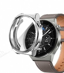 Huawei Watch GT 3 Pro 43mm Ekran Koruyucu Silver Silikon Kılıf - Eiroo