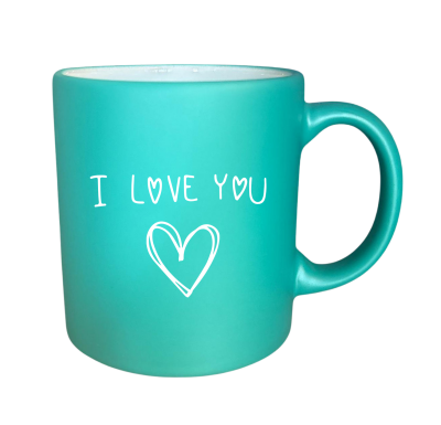 I Love You Baskılı Turkuaz Kupa - Eiroo