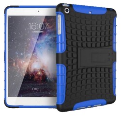 iPad Mini / Mini 2 / Mini 3 Ultra Süper Koruma Standlı Mavi Kılıf - Eiroo