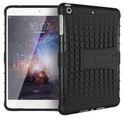 iPad Mini / Mini 2 / Mini 3 Ultra Süper Koruma Standlı Siyah Kılıf - Eiroo