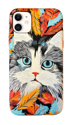 iPhone 11 Mavi Gözlü Kedi Premium Silikon Kılıf - 1