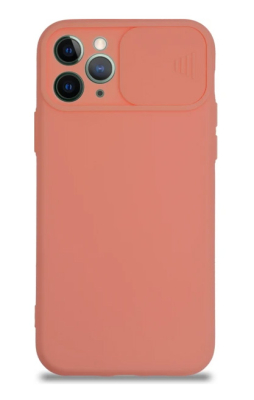 iPhone 11 Pro Kapak Kamera Korumalı Sürgülü Pembe Silikon Kılıf - 1