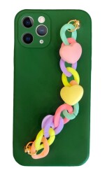 iPhone 11 Pro Max Bilek Askılı Zincirli Kamera Korumalı Yeşil Kılıf - 1